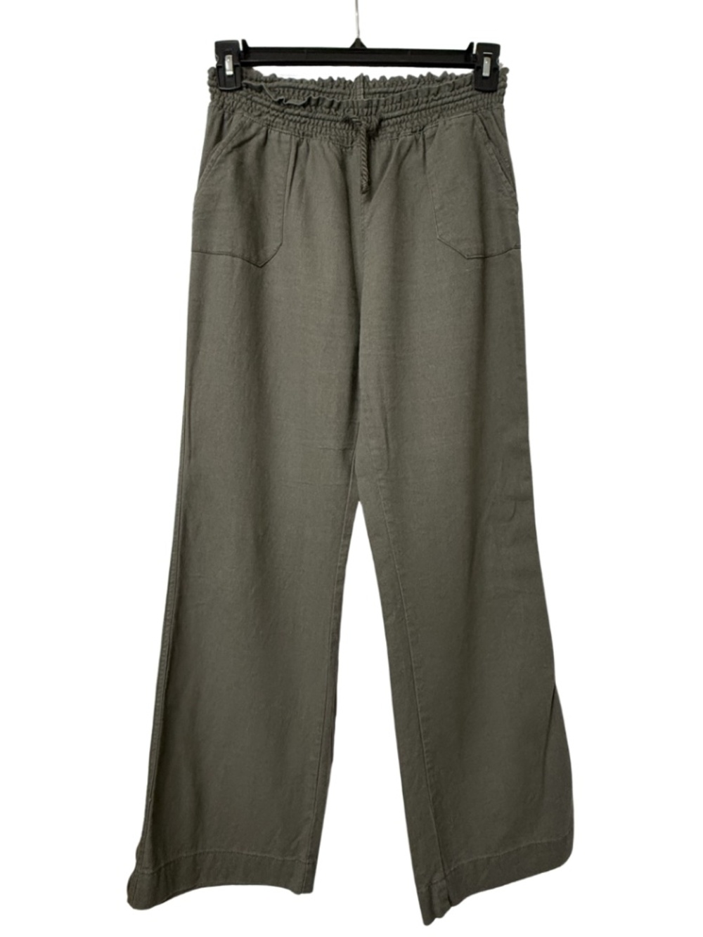Linen Blend Pants, Green, Large